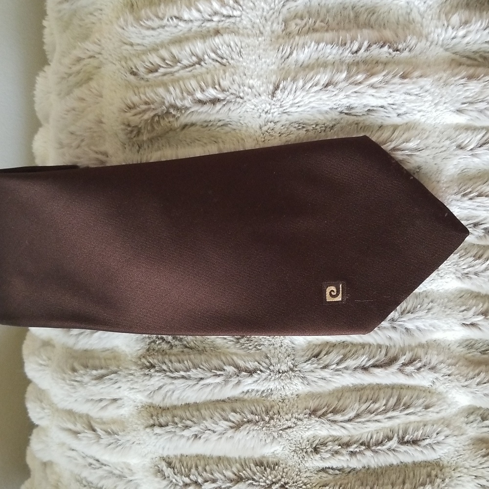 Pierre Cardin Paris Brown Necktie Classic Logo Detail